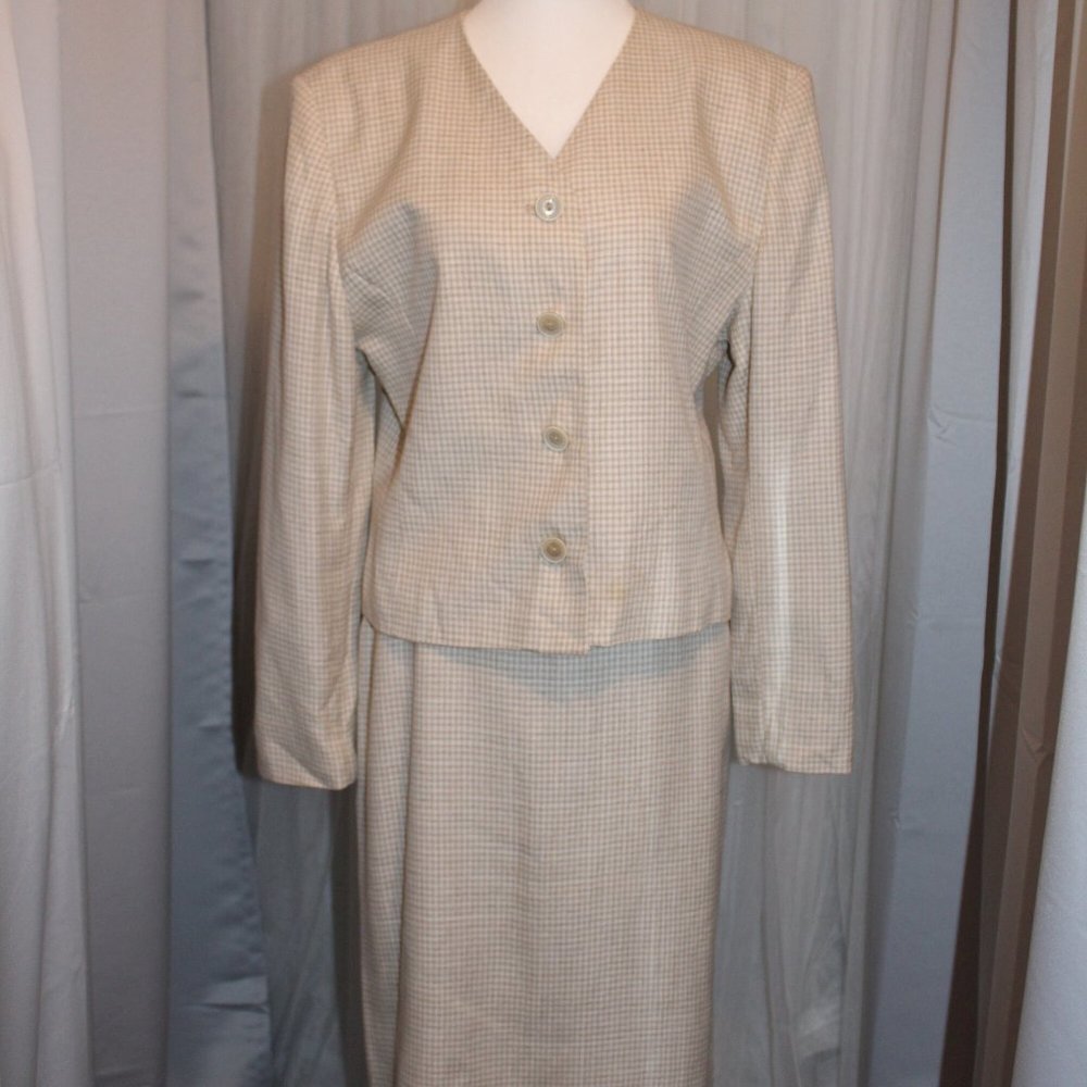Pendleton Cream and Tan Skirt Suit
